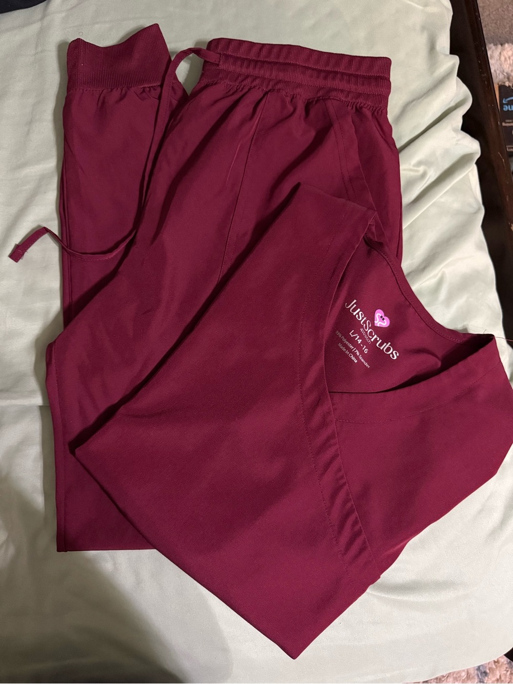 Smart Scrubs Women's V-Neck Scrub Top and Drawstring Pant Set - Wine